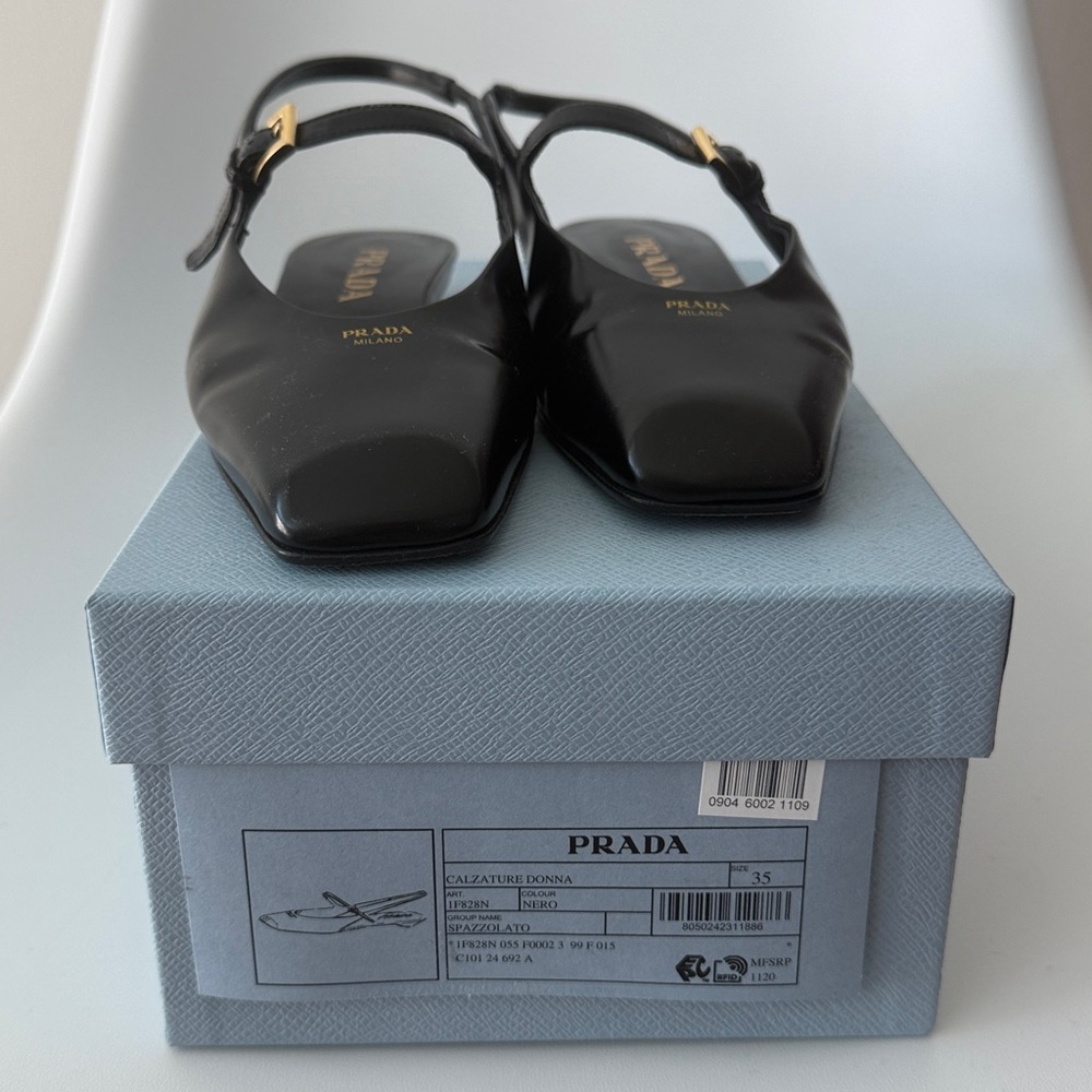 Prada Modellerie Square Toe Slingback Size 5/35 Black - Picture 7 of 7